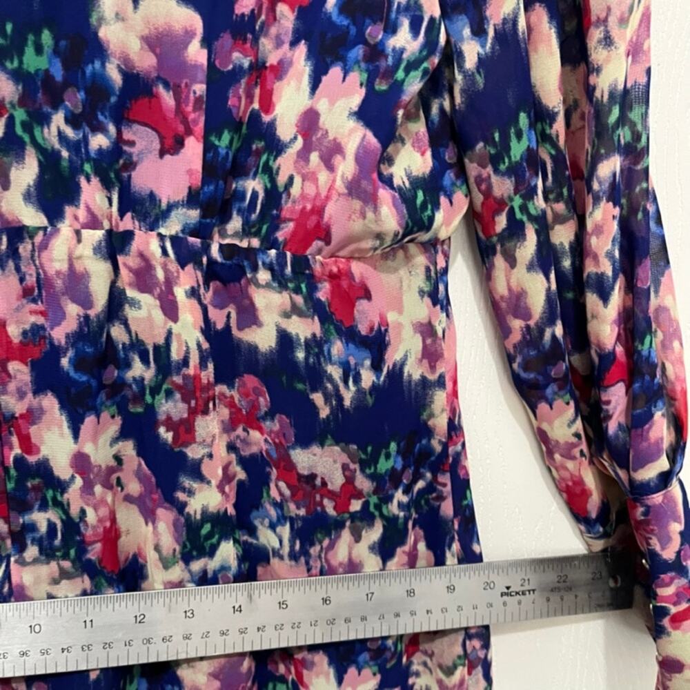 Julia Jordan Dress Floral Chiffon Women Size 16 New NWT Blue Pink V-Neck Flirty - Picture 9 of 16